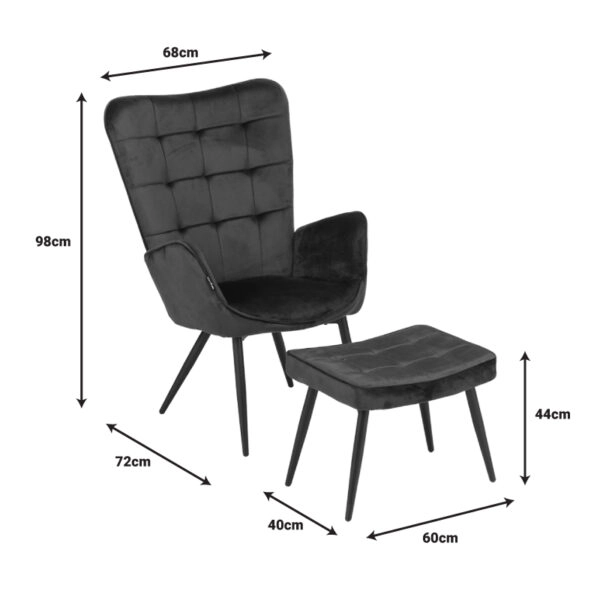 Πολυθρόνα Maddison με υποπόδιο-μαξιλάρι κρεμ βελούδο-πόδι φυσικό 68x72x98εκ