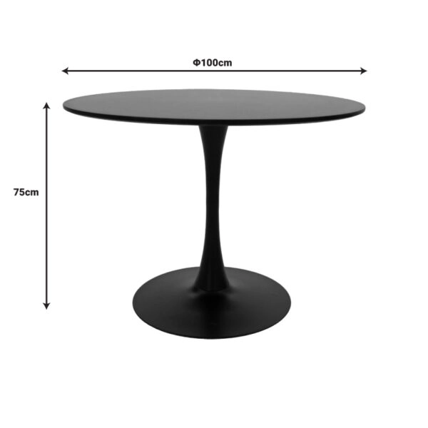 Τραπεζαρία Balou-Caron σετ 5τεμ  MDF και pp σε μαύρη-φυσική απόχρωση Φ100x73εκ