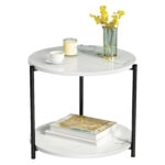 Τραπεζάκι Σαλονιού ALGETI Λευκό Με Όψη Μαρμάρου MDF/Μέταλλο Φ40x43cm