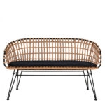 Καναπές Κήπου  ARVENIUS Φυσικό/Μαύρο Rattan 124x57x77cm