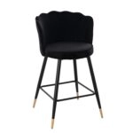 Σκαμπό Bar GESELL Με Πλάτη Μαύρο Βελούδο/Μέταλλο 50x50x90cm