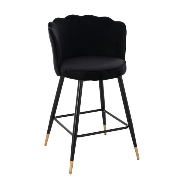 Σκαμπό Bar GESELL Με Πλάτη Μαύρο Βελούδο/Μέταλλο 50x50x90cm