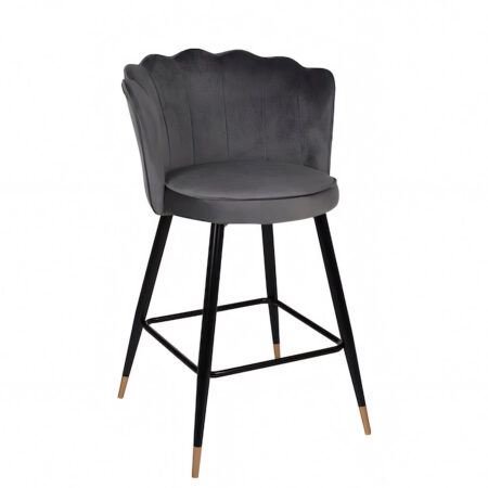 Σκαμπό Bar GESELL Με Πλάτη Γκρι Βελούδο/Μέταλλο 50x50x90cm