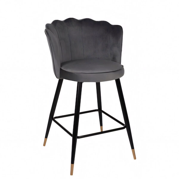 Σκαμπό Bar GESELL Με Πλάτη Γκρι Βελούδο/Μέταλλο 50x50x90cm