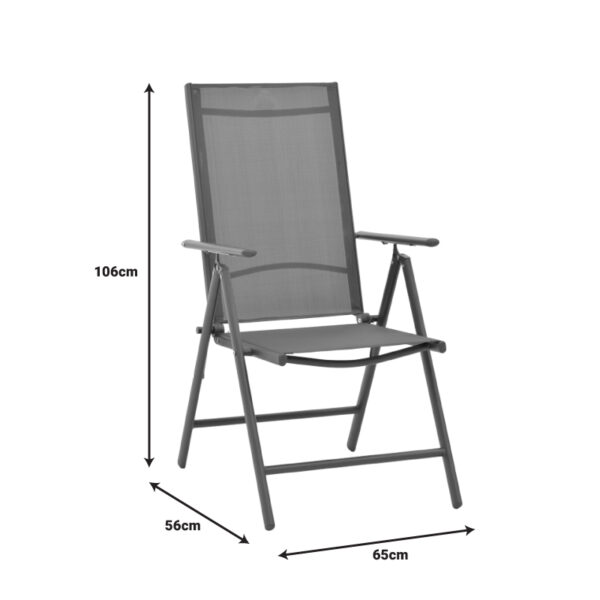 Πολυθρόνα Candor  ανθρακί μέταλλο και γκρι textilene 65x56x106εκ