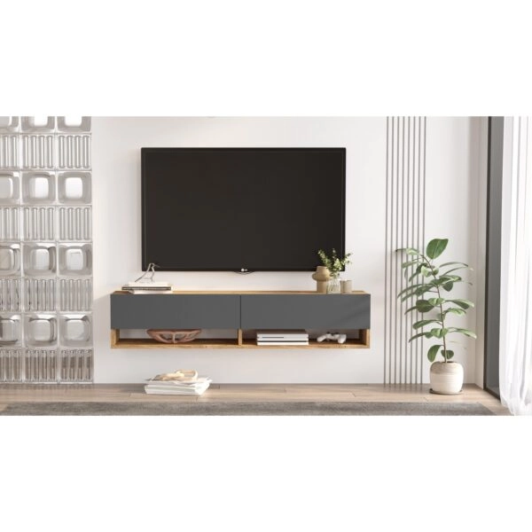 Έπιπλο Τηλεόρασης SOLVA Πεύκο/Ανθρακί Μοριοσανίδα 140x31.6x29.6cm