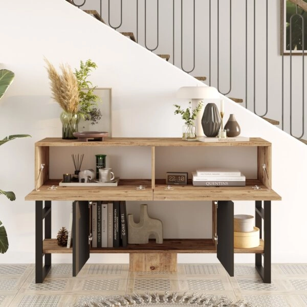 Κονσόλα BLACKFEN Πεύκο/Μαύρο Μοριοσανίδα/Μέταλλο 139x83.6x43cm