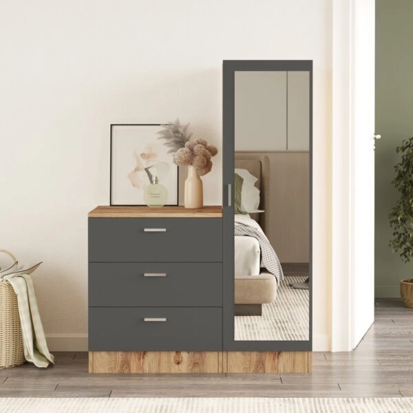 Τουαλέτα BLENDON Πεύκο/Ανθρακί Μοριοσανίδα/Γυαλί 60x47x72cm/40x47x140cm