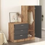 Τουαλέτα BLENDON Πεύκο/Ανθρακί Μοριοσανίδα/Γυαλί 60x47x72cm/40x47x140cm