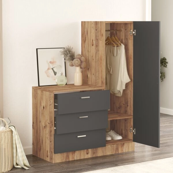 Τουαλέτα BLENDON Πεύκο/Ανθρακί Μοριοσανίδα/Γυαλί 60x47x72cm/40x47x140cm