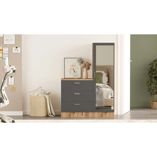 Τουαλέτα BLENDON Πεύκο/Ανθρακί Μοριοσανίδα/Γυαλί 60x47x72cm/40x47x140cm