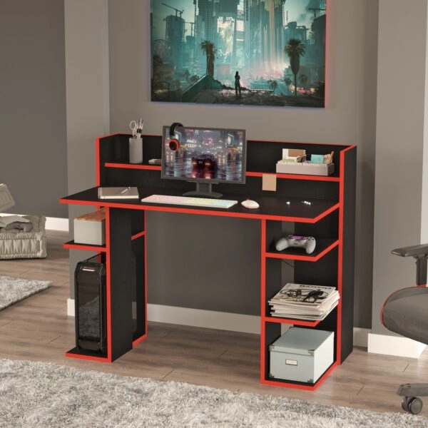 Γραφείο  FIFE Μαύρο/Κόκκινο Μοριοσανίδα/Μελαμίνη 124x58x98cm