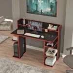 Γραφείο  FIFE Μαύρο/Κόκκινο Μοριοσανίδα/Μελαμίνη 124x58x98cm