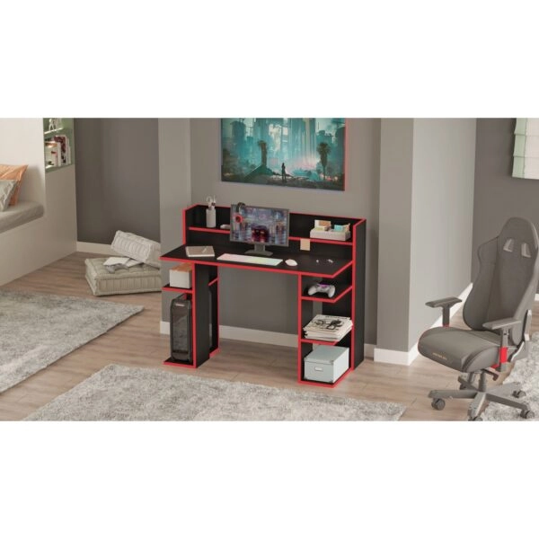 Γραφείο  FIFE Μαύρο/Κόκκινο Μοριοσανίδα/Μελαμίνη 124x58x98cm