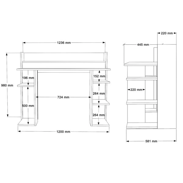 Γραφείο  FIFE Μαύρο/Κόκκινο Μοριοσανίδα/Μελαμίνη 124x58x98cm
