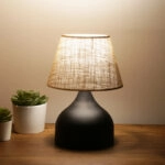 Επιτραπέζιο φωτιστικό PWL-1068 Ε27 γιούτα μαύρο-μπεζ Φ22x32εκ