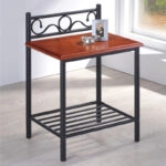 Κομοδίνο Kellien ξύλο σε καρυδί απόχρωση-μαύρο μέταλλο 45x35x62εκ