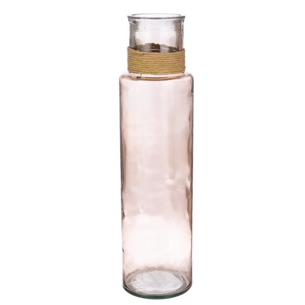 Βάζο Δοχείο Καφέ/Διάφανο Γυαλί Φ15x55cm