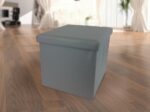 Σκαμπό Με Αποθηκευτικό Χώρο Γκρι Δέρμα 38x38x38cm