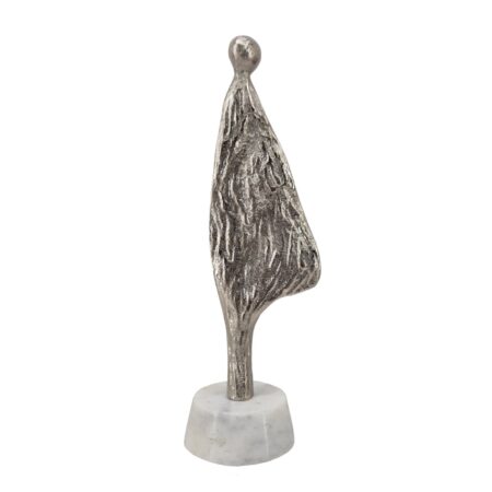 Artekko Figurine Διακοσμητικό Επιτραπέζιο Γλυπτό με Φιγούρα Μέταλλο Μάρμαρο Ασημί (8.9x7.6x27.9)cm