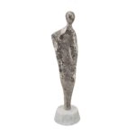 Artekko Figurine Διακοσμητικό Επιτραπέζιο Γλυπτό με Φιγούρα Μέταλλο Μάρμαρο Ασημί (8.9x7.6x30.5)cm