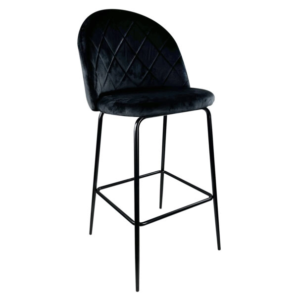 Σκαμπό Bar ArteLibre UNDERHILL Μαύρο Βελούδο/Μέταλλο 45x53x107cm