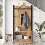 Έπιπλο Εισόδου  ABERDEEN Πεύκο/Ανθρακί Μοριοσανίδα/Μέταλλο 90x34x180cm