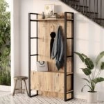 Έπιπλο Εισόδου  ABERDEEN Πεύκο/Ανθρακί Μοριοσανίδα/Μέταλλο 90x34x180cm