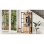 Έπιπλο Εισόδου  ABERDEEN Πεύκο/Ανθρακί Μοριοσανίδα/Μέταλλο 90x34x180cm