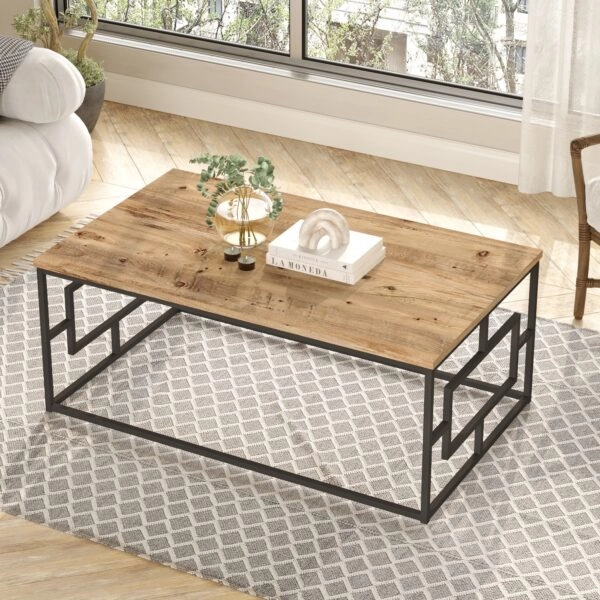 Τραπεζάκι Σαλονιού ArteLibre KINROSS Πεύκο/Ανθρακί Μοριοσανίδα/Μέταλλο 100x60x40cm