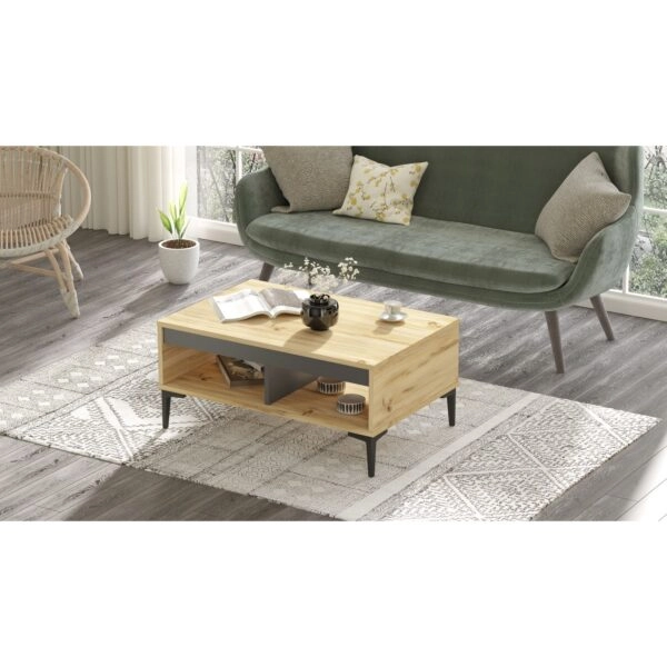 Τραπεζάκι Σαλονιού STIRLING Φυσικό/Ανθρακί Μοριοσανίδα/Μελαμίνη 90x60x40.6cm