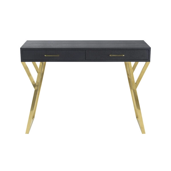 Console Κονσόλα Μαύρο με Χρυσά Πόδια Ξύλο/Μέταλλο (78x37x110)cm