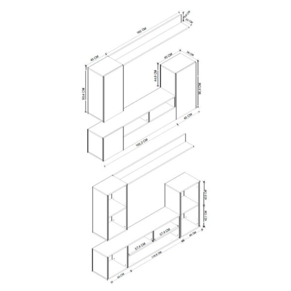 Σύνθεση τηλεόρασης Rodos Megapap χρώμα λευκό 210,2x36x90,4εκ.