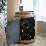 Barrel Τραπέζι Βοηθητικό Βαρέλι Ξύλο Μέταλλο Καφέ (52x52x61)cm