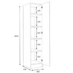 Ντουλάπα ρούχων Ricardo Megapap μονόφυλλη χρώμα φυσικό οξιάς 40x51,8x181εκ.