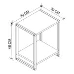 Κομοδίνο Gina Megapap χρώμα sapphire oak - μαύρο 39x30x48εκ.