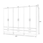 Ντουλάπα ρούχων Ricardo Megapap εξάφυλλη χρώμα λευκό 240x51,8x181εκ.