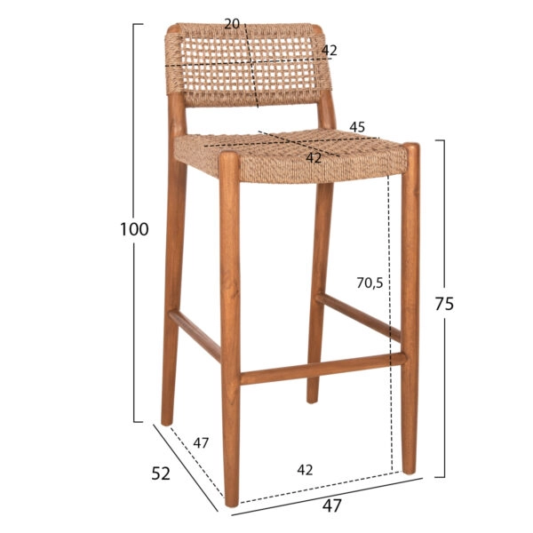 ΣΚΑΜΠΟ ΜΠΑΡ ROSCO HM6134.01 ΞΥΛΟ ΤΕΑΚ ΚΑΡΥΔΙ & ΣΧΟΙΝΙ VIRO ΚΑΦΕ 47x52x100Υεκ