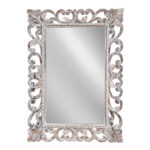 Artekko Mirroki Ξύλινος Λευκός Πατίνα Σκαλιστός Καθρέπτης Τοίχου (100x70)cm