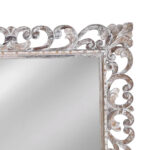 Artekko Mirroki Ξύλινος Λευκός Πατίνα Σκαλιστός Καθρέπτης Τοίχου (100x70)cm