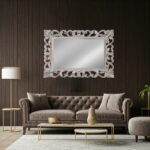 Artekko Mirroki Ξύλινος Λευκός Πατίνα Σκαλιστός Καθρέπτης Τοίχου (100x70)cm