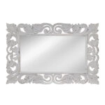 Artekko Mirroki Ξύλινος Λευκός Πατίνα Σκαλιστός Καθρέπτης Τοίχου (100x70)cm