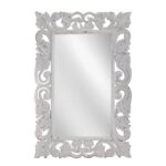 Artekko Mirroki Ξύλινος Λευκός Πατίνα Σκαλιστός Καθρέπτης Τοίχου (100x70)cm