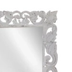 Artekko Mirroki Ξύλινος Λευκός Πατίνα Σκαλιστός Καθρέπτης Τοίχου (100x70)cm