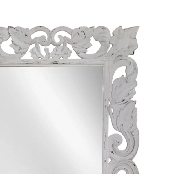 Artekko Mirroki Ξύλινος Λευκός Πατίνα Σκαλιστός Καθρέπτης Τοίχου (100x70)cm