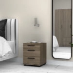 Κομοδίνο Roco Megapap χρώμα καρυδί 40x39x57εκ.