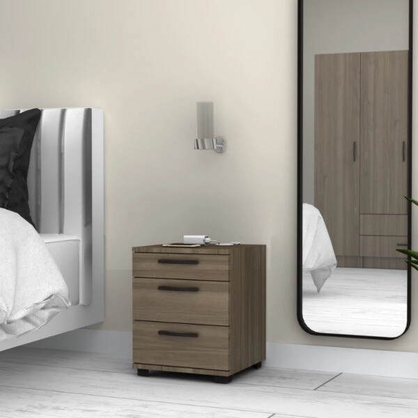 Κομοδίνο Roco Megapap χρώμα καρυδί 40x39x57εκ.