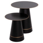 ΤΡΑΠΕΖΙA ΣΑΛΟΝΙΟΥ 2ΤΜΧ BALLI HM9996 ΣΤΡΟΓΓΥΛΑ ΜΕΤΑΛΛΙΚΑ ΜΑΥΡΑ Φ50 & Φ40 εκ.