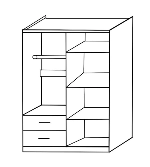 Ντουλάπα  HOYA WAX Μαύρο Μοριοσανίδα 119x42x181cm
