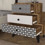 Κομοδίνο  LIDYA Σκούρο Καφέ Με Σχέδιο 60x30x57cm